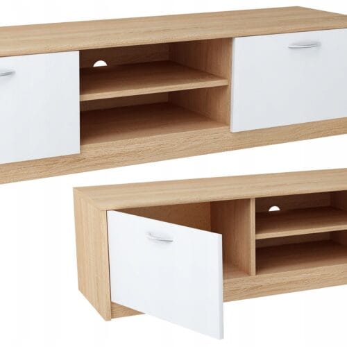 Szafka stolik RTV / K028 / DĄB SONOMA-BIAŁY