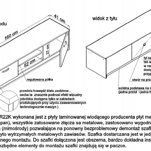 Szafka stolik RTV / K028 / DĄB SONOMA-BIAŁY
