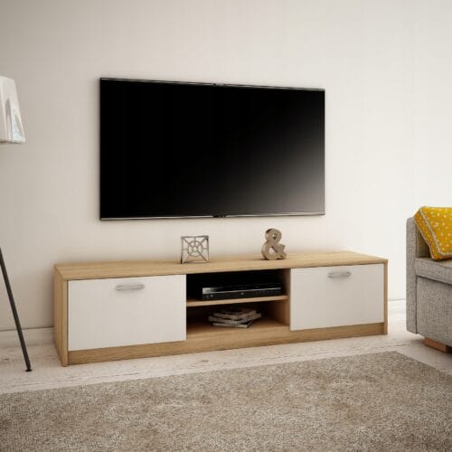 Szafka stolik RTV / K028 / DĄB SONOMA-BIAŁY