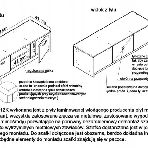 Szafka stolik RTV / K029 / DĄB SONOMA-BIAŁY