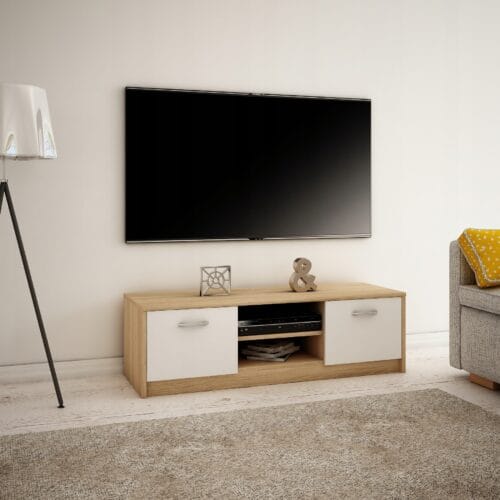 Szafka stolik RTV / K029 / DĄB SONOMA-BIAŁY