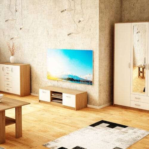 Szafka stolik RTV / K029 / DĄB SONOMA-BIAŁY