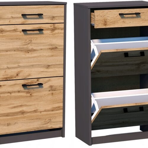 Szafka na buty / K034 / GRAFIT-DĄB WOTAN